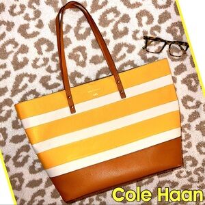 Cole Haan Women's Tote Bag - Yellow and Brown Stripes